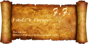 Fabók Ferenc névjegykártya