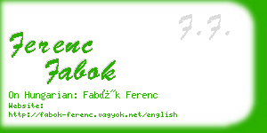 ferenc fabok business card